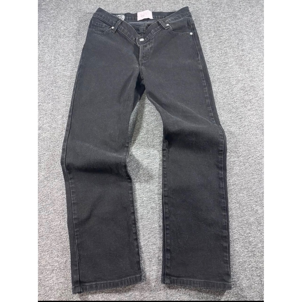 Revice Denim Black Crossover V-Front Straight Leg Jeans 100% Cotton Size 28